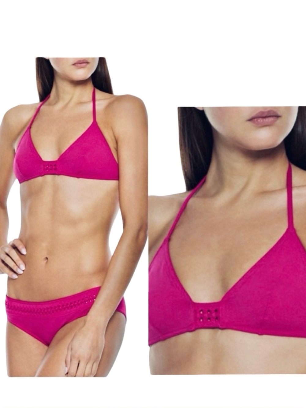 Nwt Eres “Lumi” Multi Position Triangle Bikini Top Pink Fizz With Braiding